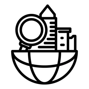 Global search restructuring icon, outline style Stock Illustration