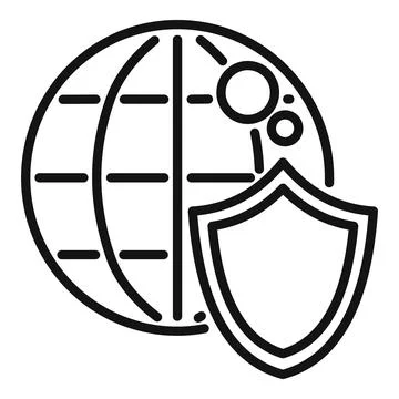 Global secured data icon outline vector. Privacy policy Illustrazione stock