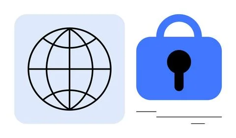 Global Security and Data Protection Symbol with Globe and Lock Stock Illustration