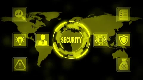 Global security concept with map and cybersecurity protection safety 動画素材 331566626
