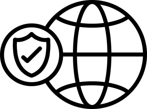 Global Security Line Icon Design Stock Illustration