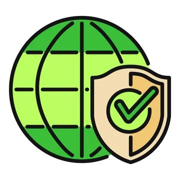 Global security network with shield and checkmark success Stock Illustration