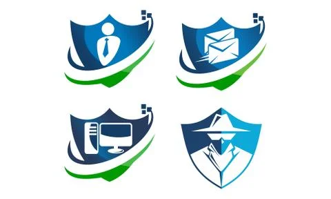 Global Security Shield Template Set Stockillustratie