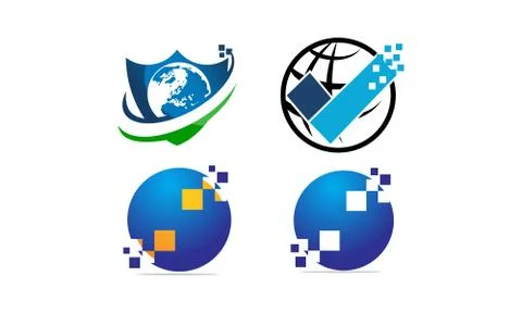 Global Security Template Set Ilustración de archivo