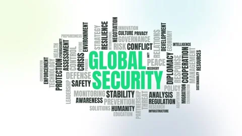 Global security word cloud animation with international peace and defense t.. Stock Footage 341665307
