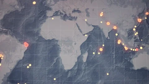 Global Seismic Events on Camera Shot Computer Monitor Display Stock Footage 345726203