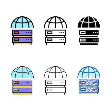 Global server color icon multipack vector sign Stock Illustration