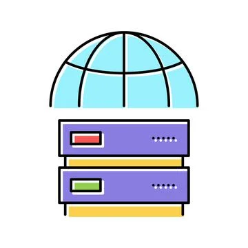 Global server color icon vector illustration sign イラスト素材