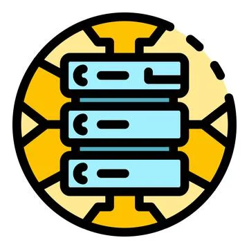 Global server data icon color outline vector Illustrazione stock