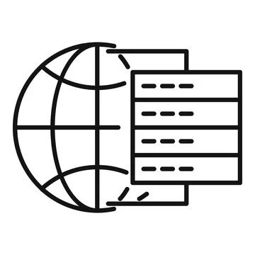 Global server data icon, outline style 스톡 일러스트