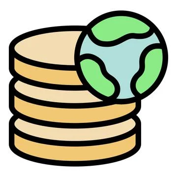 Global server data icon vector flat Stock Illustration