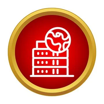 Global server database icon with international internet network 스톡 일러스트