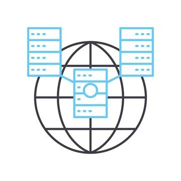 Global server line icon, outline symbol, vector illustration, concept sign 스톡 일러스트