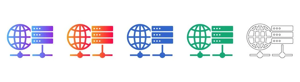 Global Server Network Icons for Data and Web Hosting Иллюстрация