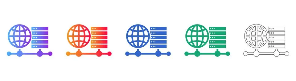Global Server Network Icons: Data, Hosting, and Cloud Computing Concepts Иллюстрация