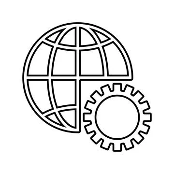 Global setting line icon. Outline vector. Stock Illustration