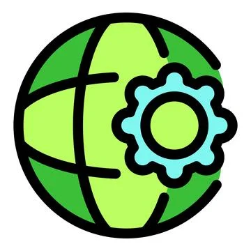 Global settings icon representing worldwide configuration and international.. Stock Illustration