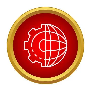 Global settings icon representing worldwide technology integration Illustrazione stock