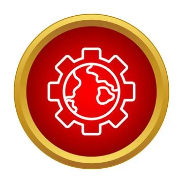 Global settings interface depicting world gear icon 스톡 일러스트