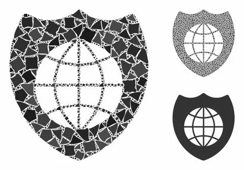 Global shield Composition Icon of Joggly Elements 스톡 일러스트