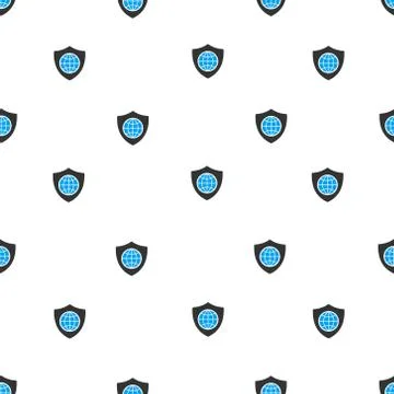 Global Shield Flat Vector Seamless Pattern Stock Illustration
