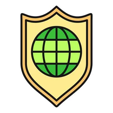 Global shield icon representing worldwide network protection Stock Illustration