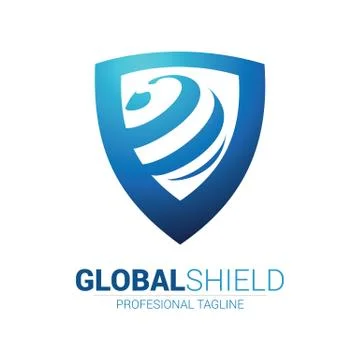 Global Shield Logo in vector format with a globe Ilustración de archivo