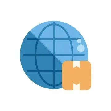 Global shipping box delivering packages worldwide Stock Illustration