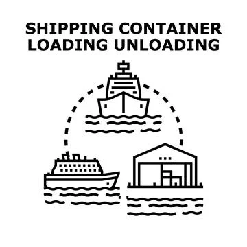 Global shipping container loading unloading concept Stock Illustration