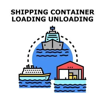 Global shipping container loading unloading concept Stock Illustration