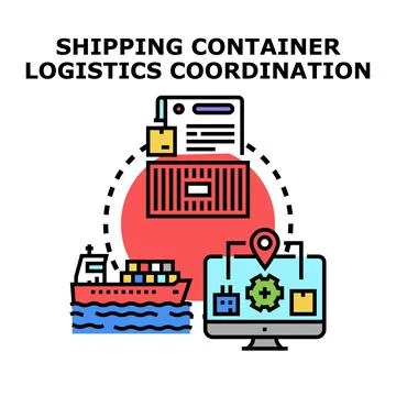 Global shipping container logistics coordination planning process イラスト素材