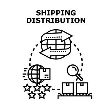 Global shipping distribution logistics delivering packages worldwide Stock Illustration