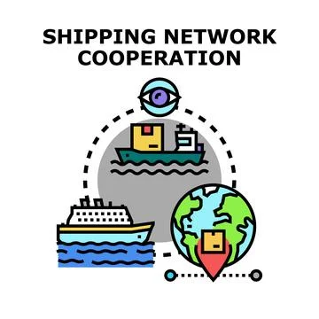 Global shipping network cooperation logistic freight concept Stock Illustration