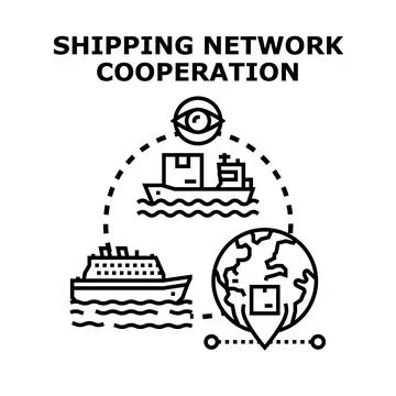 Global shipping network cooperation logistic freight concept Stock Illustration