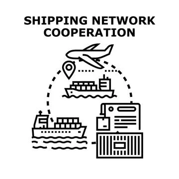Global shipping network cooperation logistics concept Stock Illustration