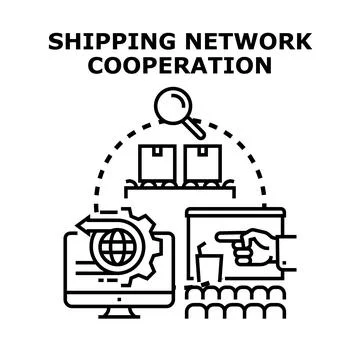 Global shipping network logistics cooperation concept Stock Illustration