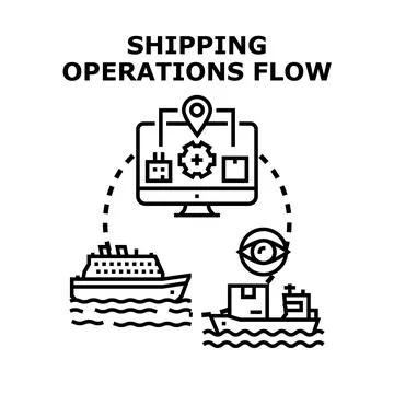Global shipping operations flow management system イラスト素材