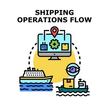 Global shipping operations flow management system Stock Illustration