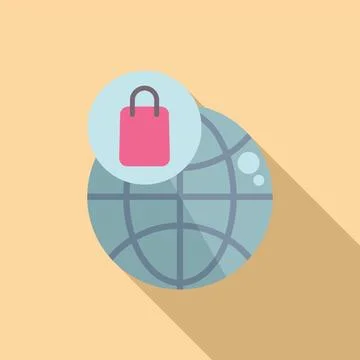 Global shopping icon flat vector. Online sale store Illustrazione stock