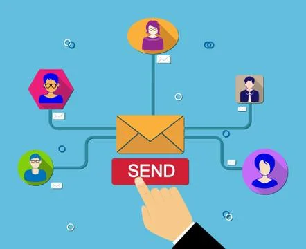 Global simultaneous emailing to worldwide subscribers Stock Illustration