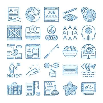 Global social issues and environmental problems icons Stock Illustration