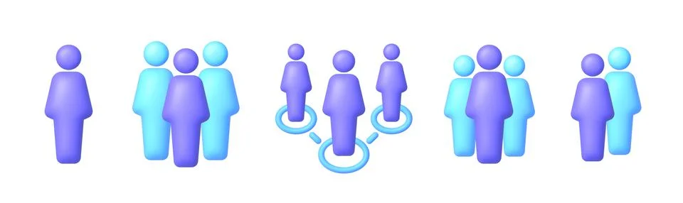 Global social network. 3d vector people character illustration. Social media set Stock Illustration