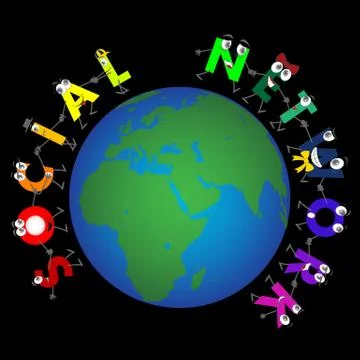 Global social network characters Illustrazione stock