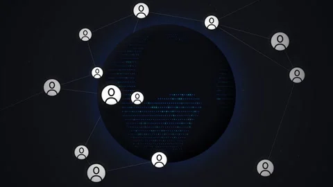 Global Social Network Connection with User Profile Icons Stock Footage 336619648