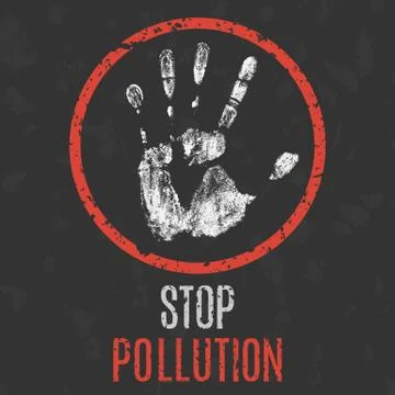 Global social problems. Stop pollution. Vector illustration Stock Illustration