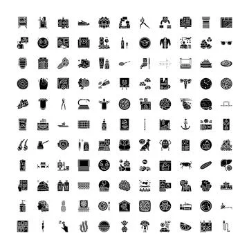 Global solid glyph icon set collecting various concepts Stock Illustration