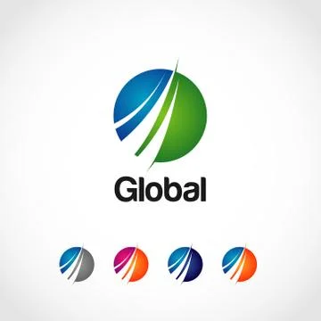 Global Solution Company Logo Template With Variant Color Stock Illustration