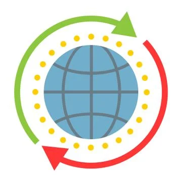 Global solution flat icon, seo and development Stock-Illustration