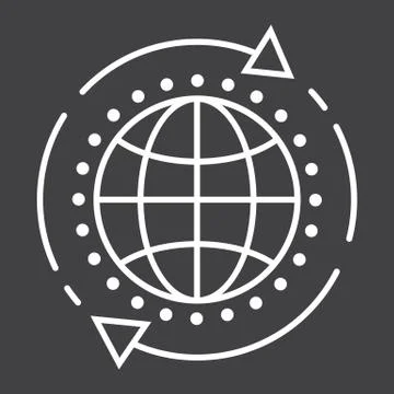Global solution line icon, seo and development, Stock-Illustration