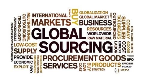 Global Sourcing animated word cloud,animation kinetic typography seamless loop. Stock Footage 225144096